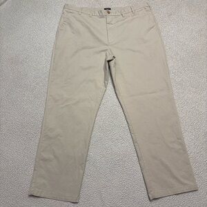 IZOD Men's Khaki Flat Front Chino Pants 44x34 Stretch Classic Fit Casual Dress